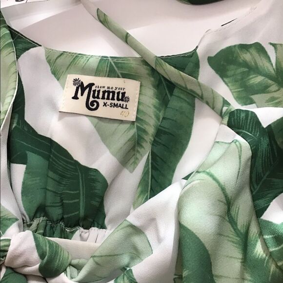 Show Me Your MuMu Green Floral Moby Front Tie Midi Dress Size X-Small - Picture 7 of 7